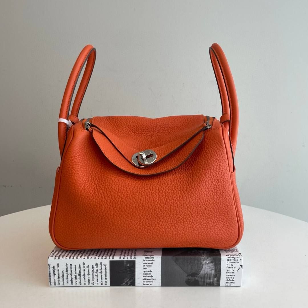 Hermes Taurillon Clemence Lindy 26 Orange Poppy