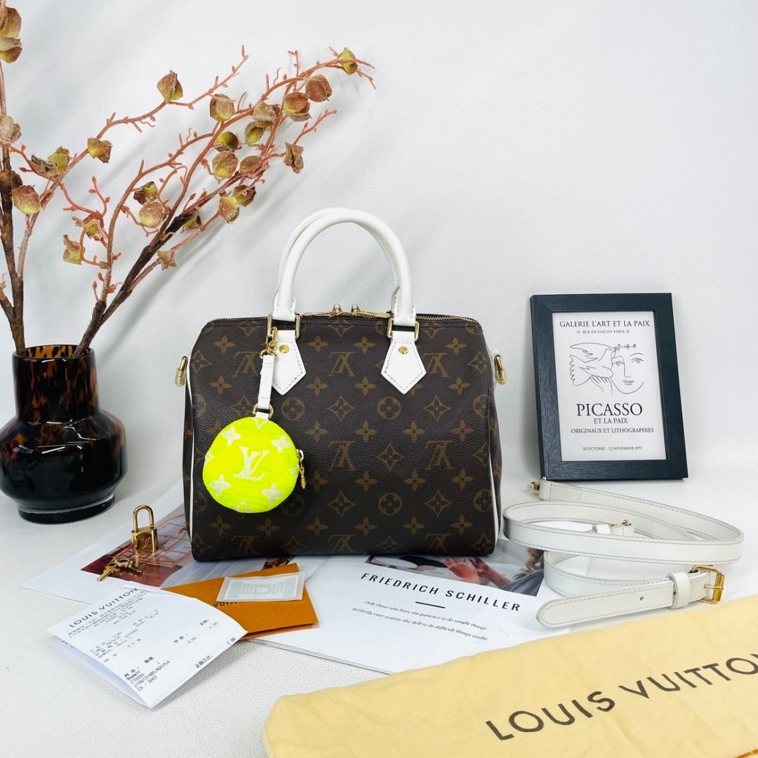 Louis Vuitton Monogram LV Match Speedy Bandouliere 25 White