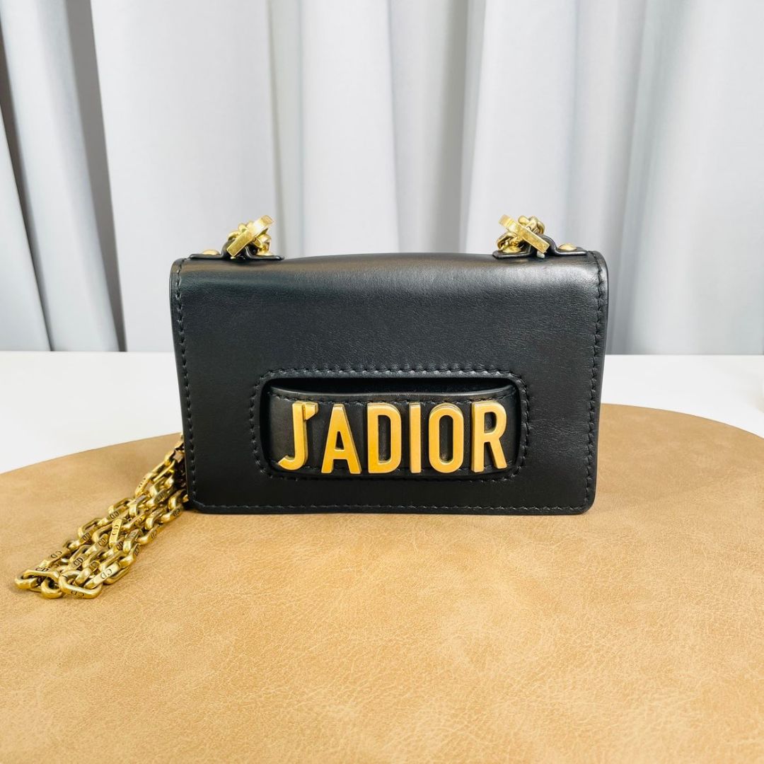 Dior Mini J'Adior Shoulder Bag Black Calfskin Gold Hardware