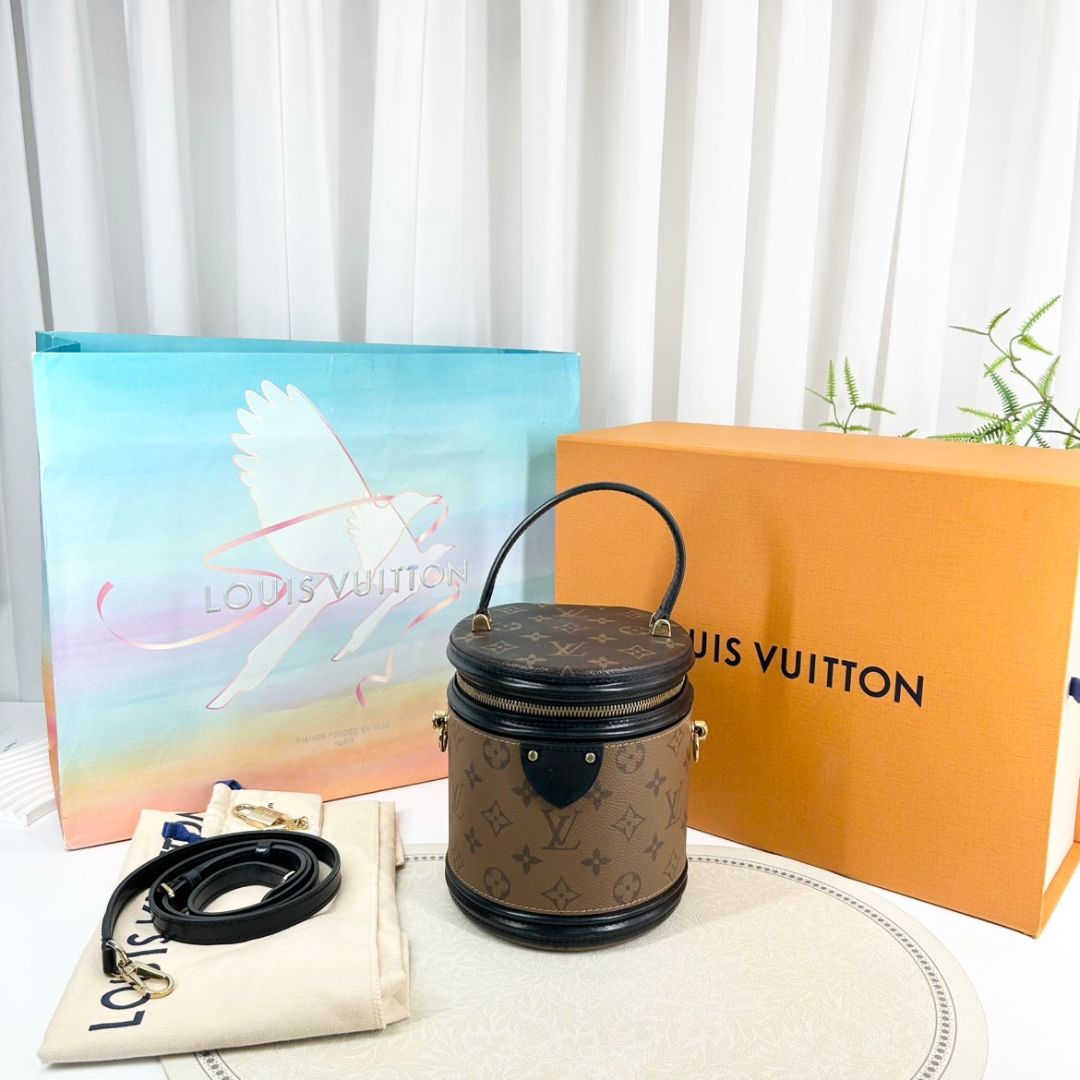 Louis Vuitton Monogram Reverso Cannes Brown Top Handle Bag Gold Hardware